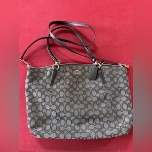 Coach Gray and Black Kelsey  Signature Shoulder Bag